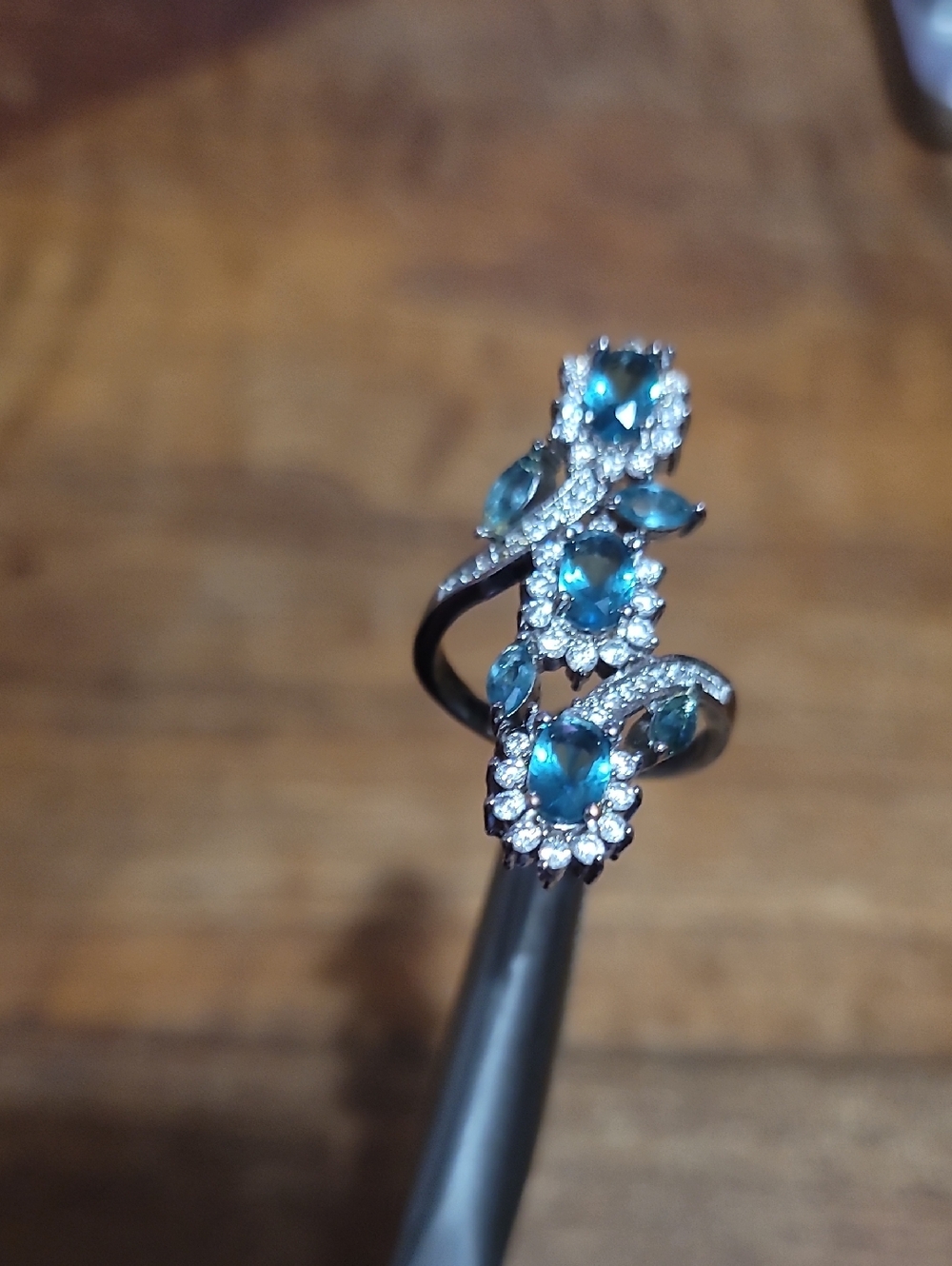 925 Silver. Blue Topaz Ring.  Size 7.5